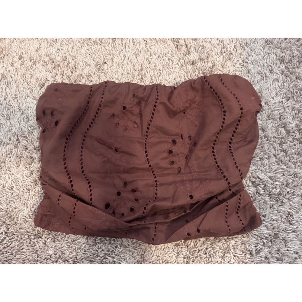 Band of the Free Brown Floral Eyelet Strapless Tube Top Size Medium NWT